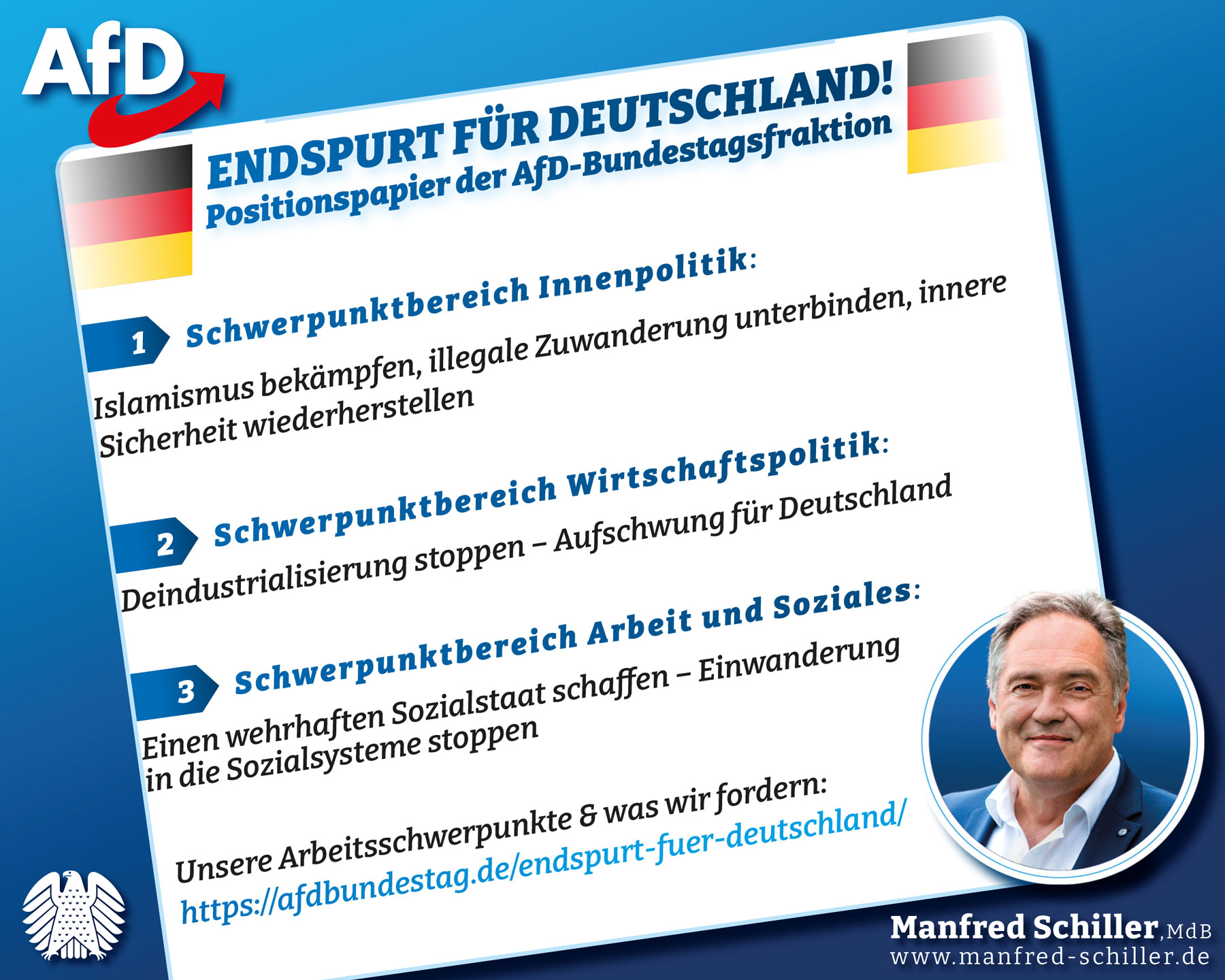 Positionspapier der AfD-Fraktion im Deutschen Bundestag: Endspurt für Deutschland