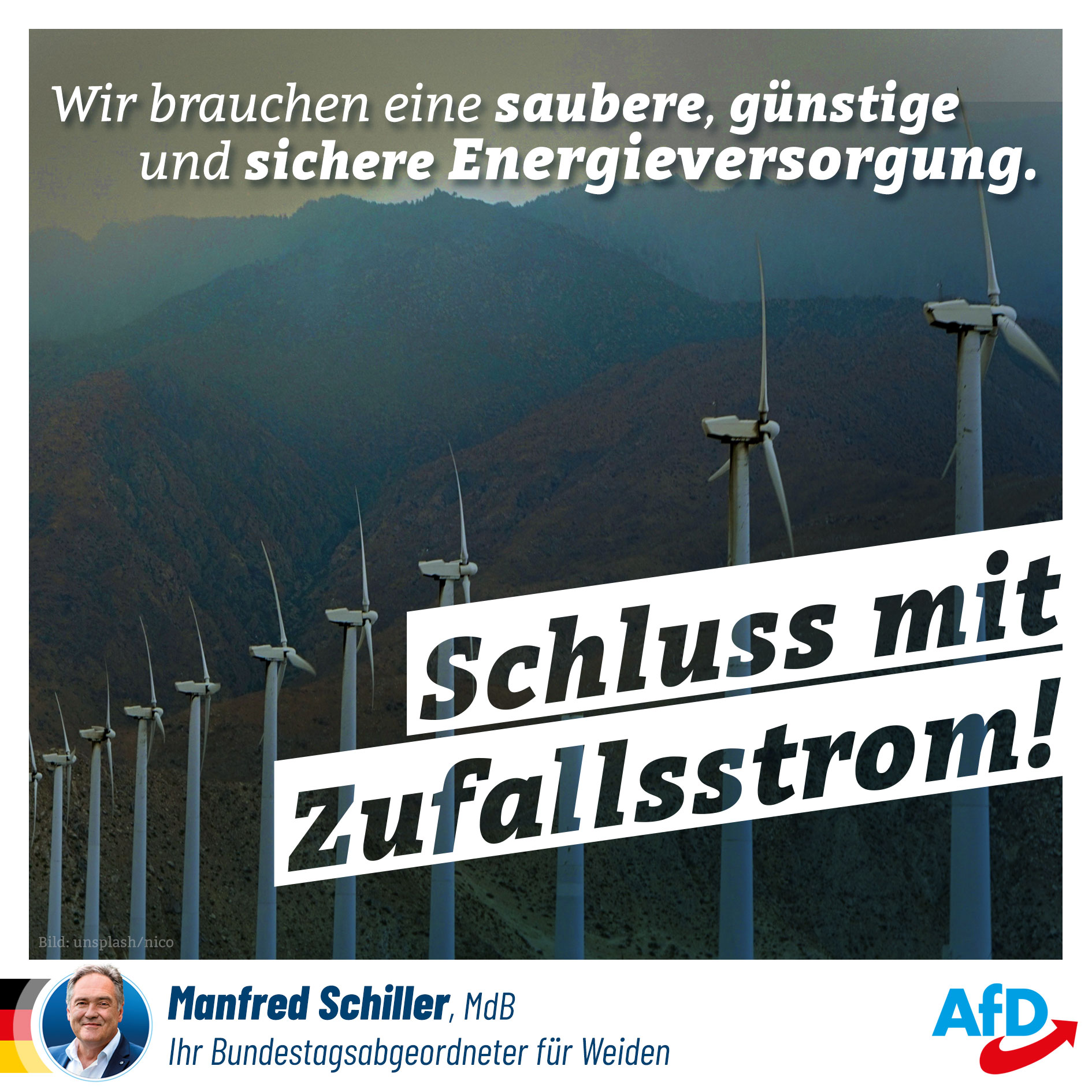 Wir brauchen eine saubere, günstige und sichere Energieversorgung: Schluss mit Zufallsstrom!