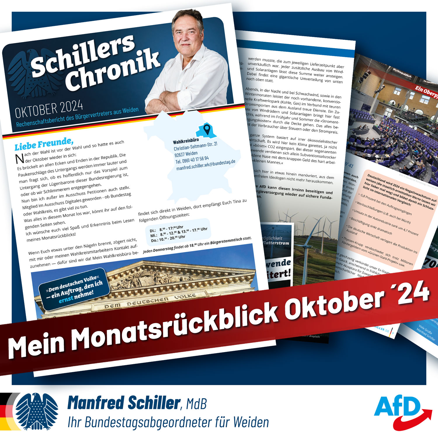 Monatsrückblick Oktober, Manfred Schiller MdB, Weiden i.d.OPf.