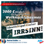 "Religionsfreiheit": 3000 Euro Strafe für Aufstellen eines Weihnachtsbaumes - Identitätspoilitischer Irrsinn!