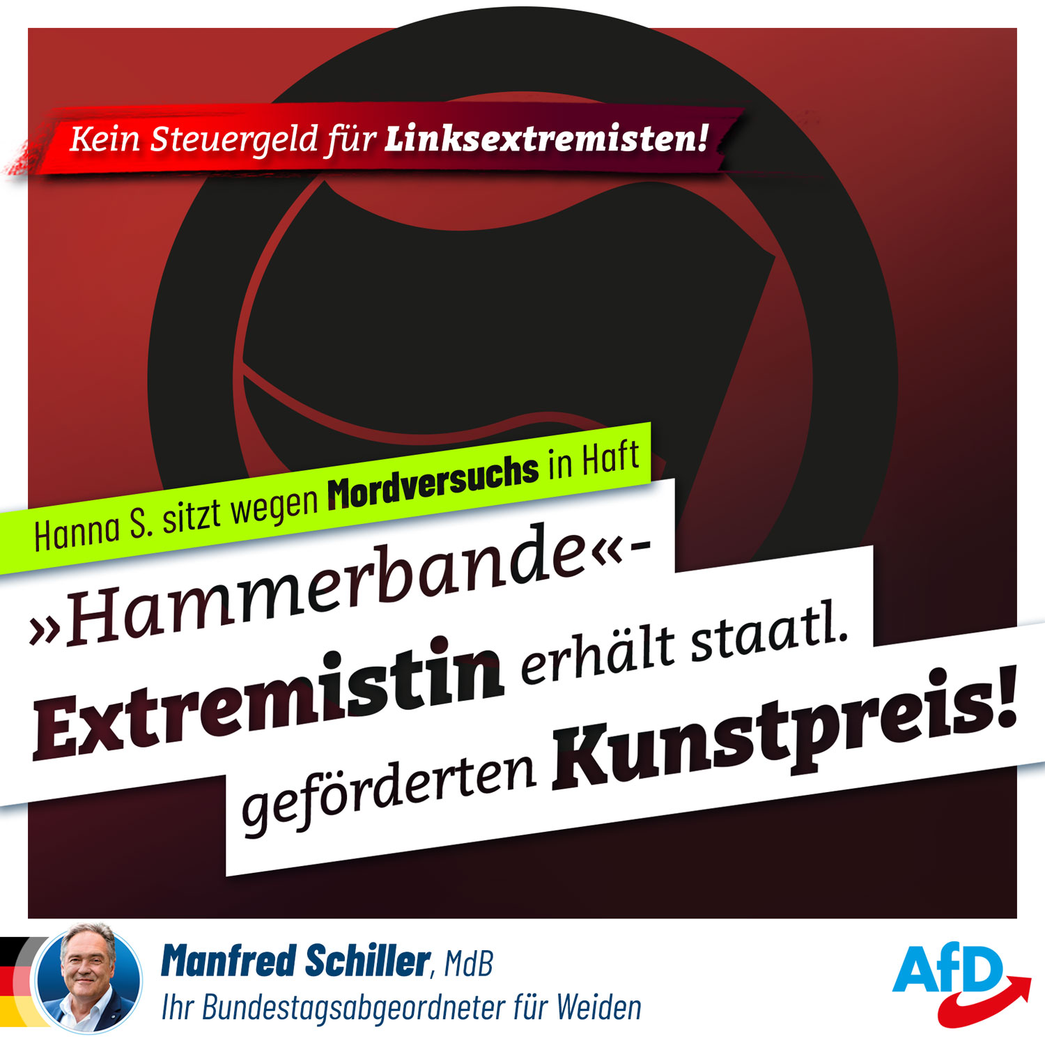 Kein Steuergeld für Linksextremisten! Hanna S bekommt staatlich geförderten Kunstpreis