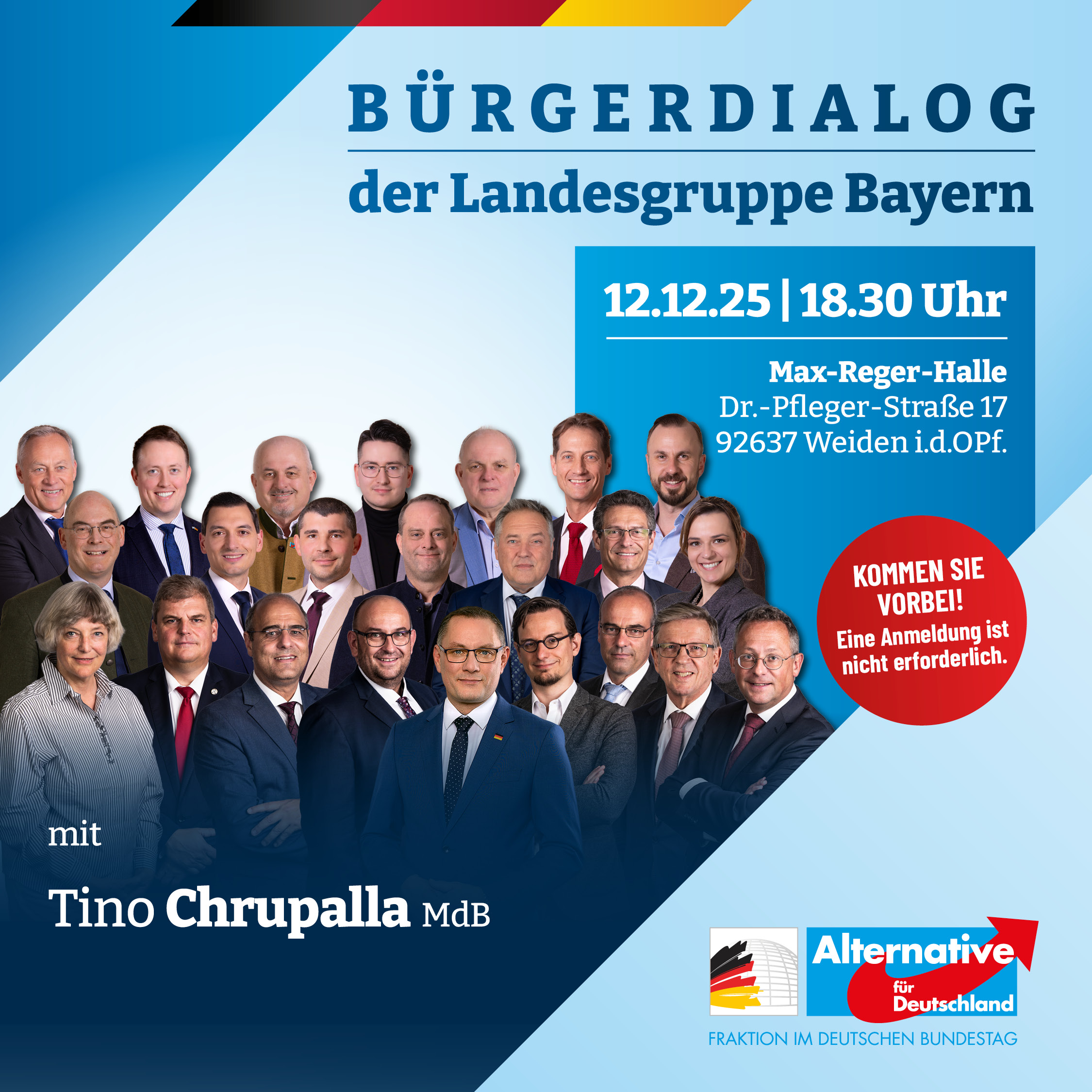Bürgerdialog der Landesgruppe Bayern der AfD-Bundestagsfraktion mit Tino Chrupalla am 12.12.25 Bürgerdialog der Landesgruppe Bayern der AfD-Bundestagsfraktion mit Tino Chrupalla am 12.12.25
