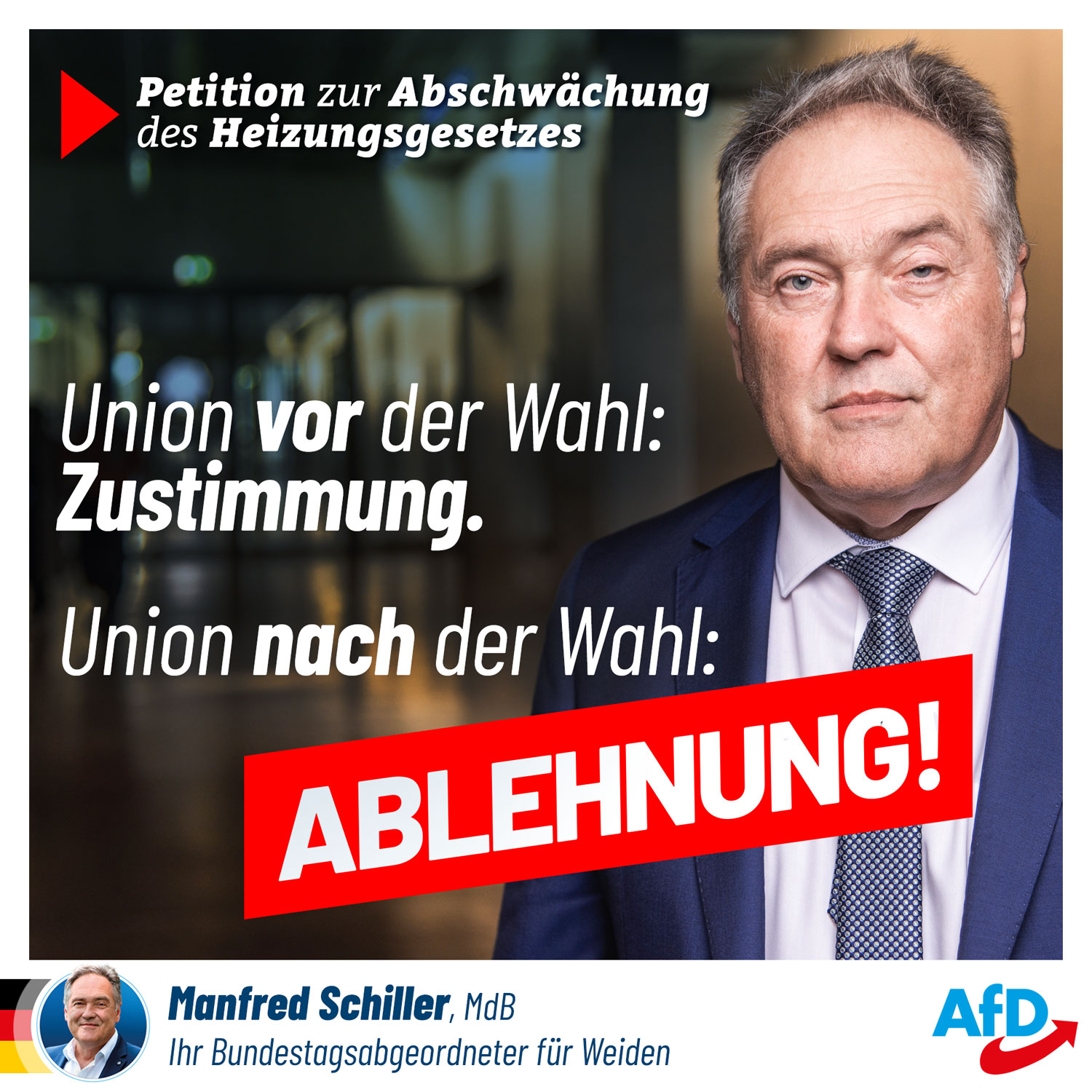 Union lehnt Petition zus Abschwächung des GEG ab!